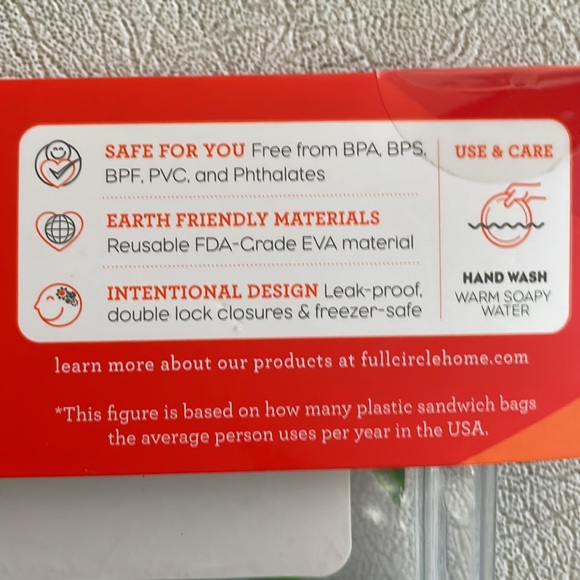 Full Circle Ziptuck set of 2 reusable sandwich bags palm design - Picture 6 of 7